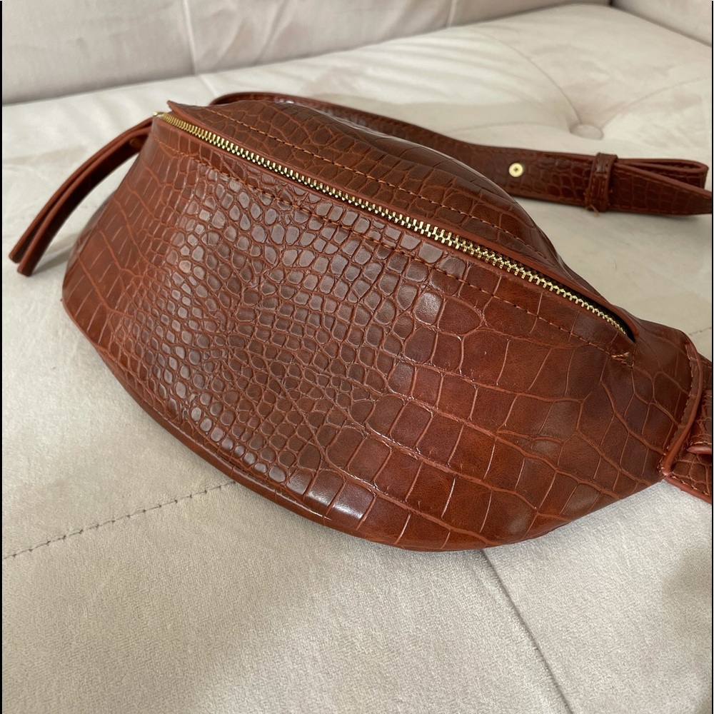 Brown crocodile pattern leather bum bag  - brand new